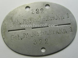Aluminium-based, WH (Heeres-) ie. 'Gebirgsjäger o. Nachrichten'-related ID-disc...