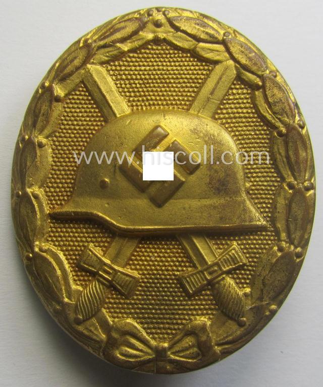 'Verwundeten-Abzeichen in Gold' being a non-maker-marked- and typical 'Buntmetall'-based (ie. 'thin-pinned'!) example that comes stored in its maker- (ie. 'Hauptmünzamt - Wien'-) marked etui as issued