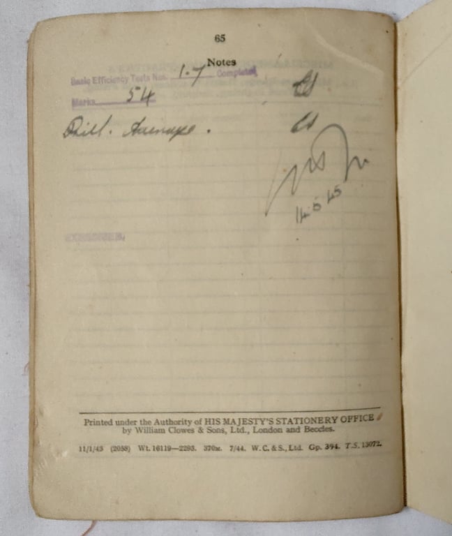 WW2 British Army skill at arms record book