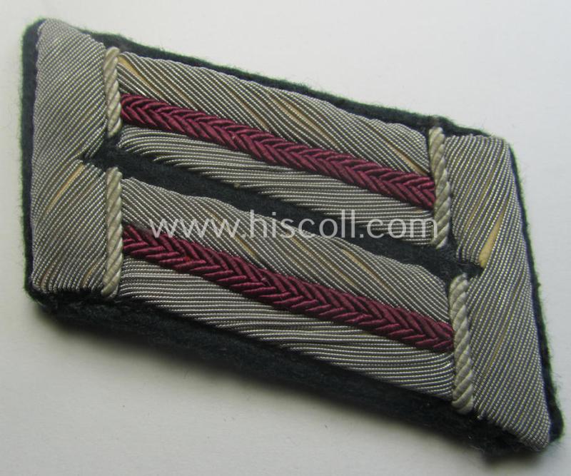 Fully matching - and moderately used! - pair of WH (Heeres) hand-embroidered, officers'-type collar-tabs (ie. 'Kragenspiegel für Offiziere') as was intended for - and/or clearly worn by! - an: 'Offizier der Nebelwerfer-Trpn.'