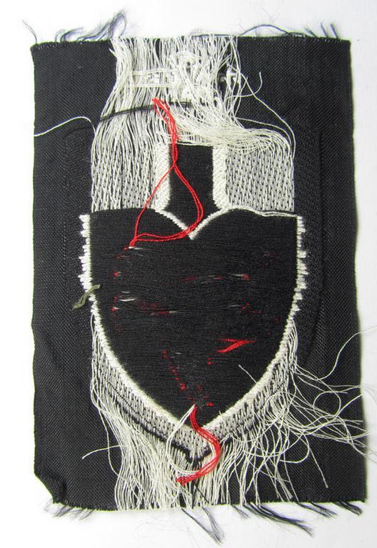 'BeVo'-woven, enlisted-mens'- (ie. NCOs'-) pattern, so-called: RAD (ie. 'Reichsarbeitsdienst') sleeve-badge (or: 'Dienststellenabzeichen'), bearing the specialist- ie. unit-designation: '353/7'