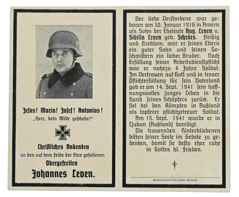 German WH Deathcard Set 'Family Leven'