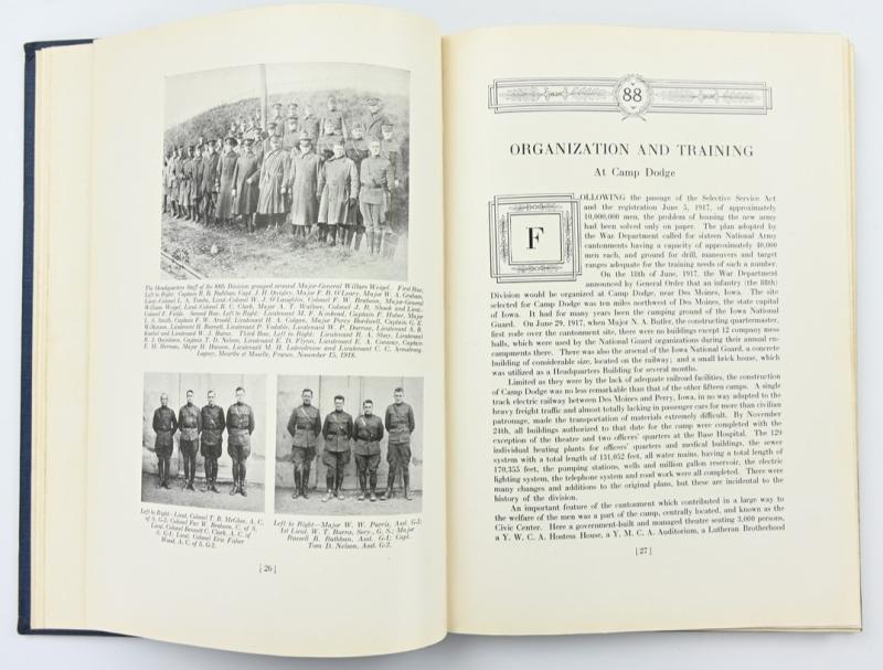 US WW1 Booklet 88th Infantry Division 1914-1918
