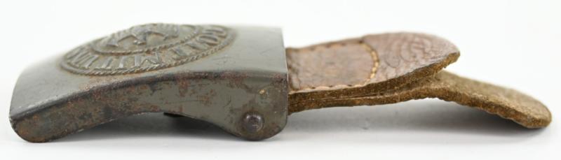 German WH Beltbuckle with Schrapnel damage and Tab 'E.Schneider'