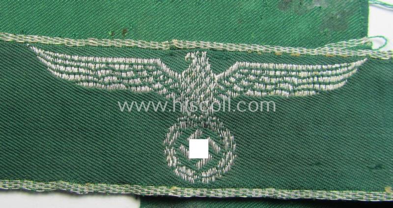 Attractive - and actually not that easily encountered! - customs-related cuff-title (ie. 'Ärmelstreifen des Reichsfinanzverwaltung- o. Zollgrenzschutz') being a detailed example as executed in the so-called: 'flatwire'- (ie. 'BeVo-weave'-) patt...