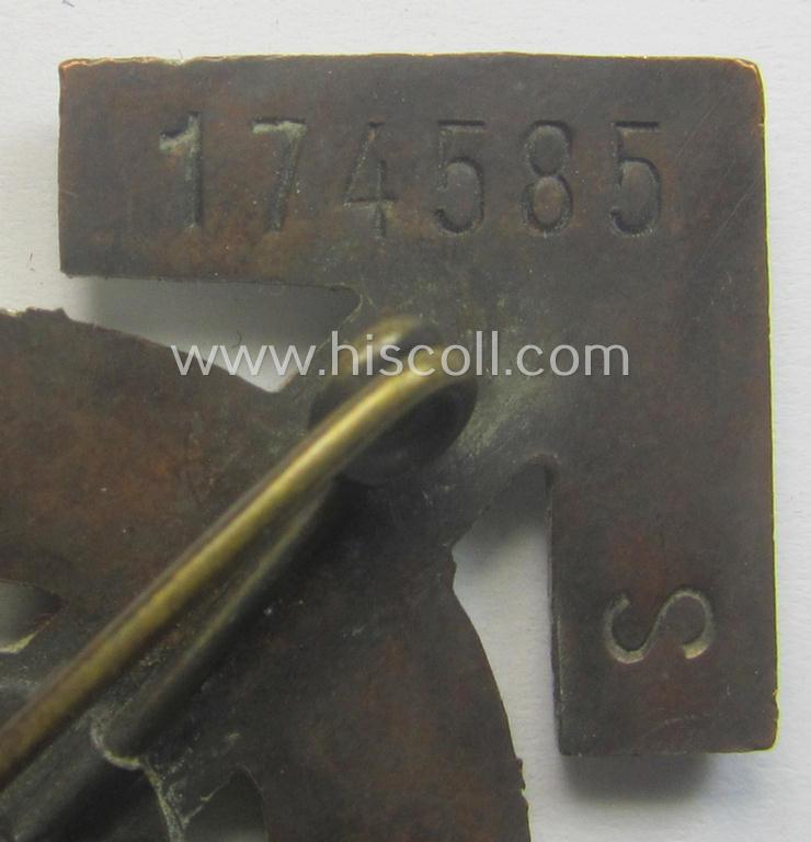 'Cupal'-based, HJ/BDM- (ie. 'Hitlerjugend'/'Bund Deutscher Mädel'): 'Leistungsabzeichen in Silber' being a neatly maker- (ie. 'RzM M1/35'-) marked example that is bearing the unique bearers'-number: '174585'