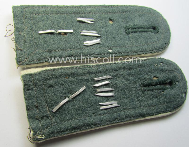 Pair of WH (Heeres), early-war period, 'M36- o. M40'-pattern (rounded-style) NCO-type shoulderstraps as was intended for - and used by! - a: 'Feldwebel des Infanterie-Regiments 135'
