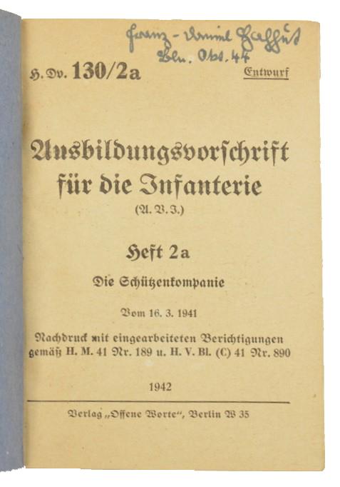 German WH Book 'Infantry Regulations' Part 2a