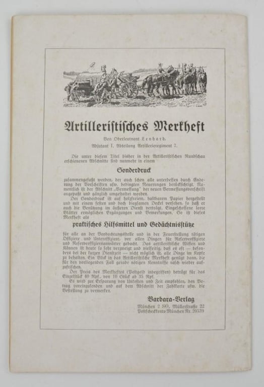 German WH Magazine 'Artilleristische Rundschau' 1936