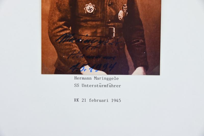 German Waffen-SS Knight's Cross Recipient Portait Picture with Signature 'Hermann Maringgele'
