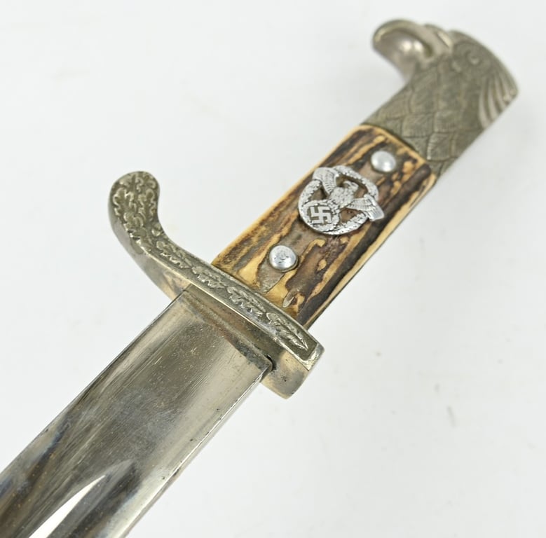 German Police Stag Handled Dress Bayonet with Frog