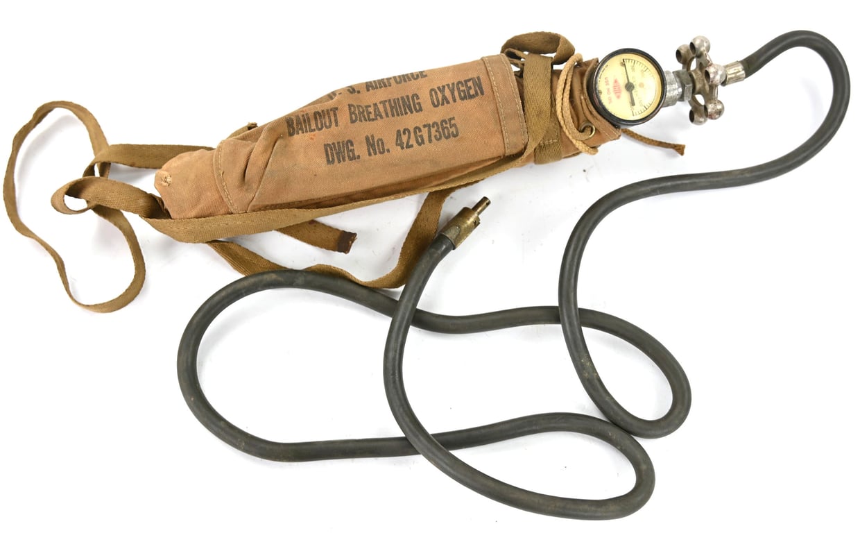 USAAF WW2 H-1 Bailout Oxygen Bottle and carrier