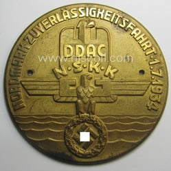 Commemorative, N.S.K.K.-/D.D.A.C.-related car-plaque (ie. 'Erinnerungs- o. nichttragbare Kfz-plakette')...
