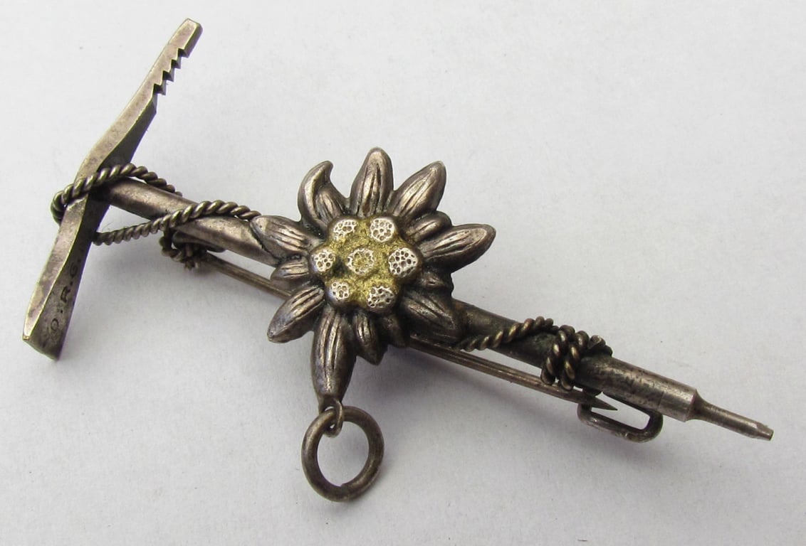 German Alpine Edelweiss Stickpin – Silver 800 – DRGM Registered – c.1930s