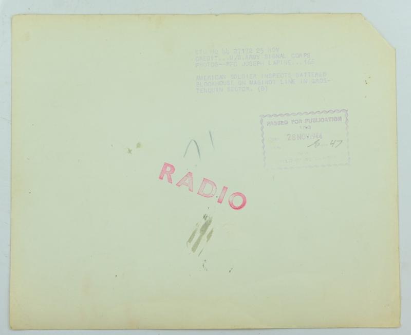 US WW2 Press Photo 'Bunker Maginot Line'