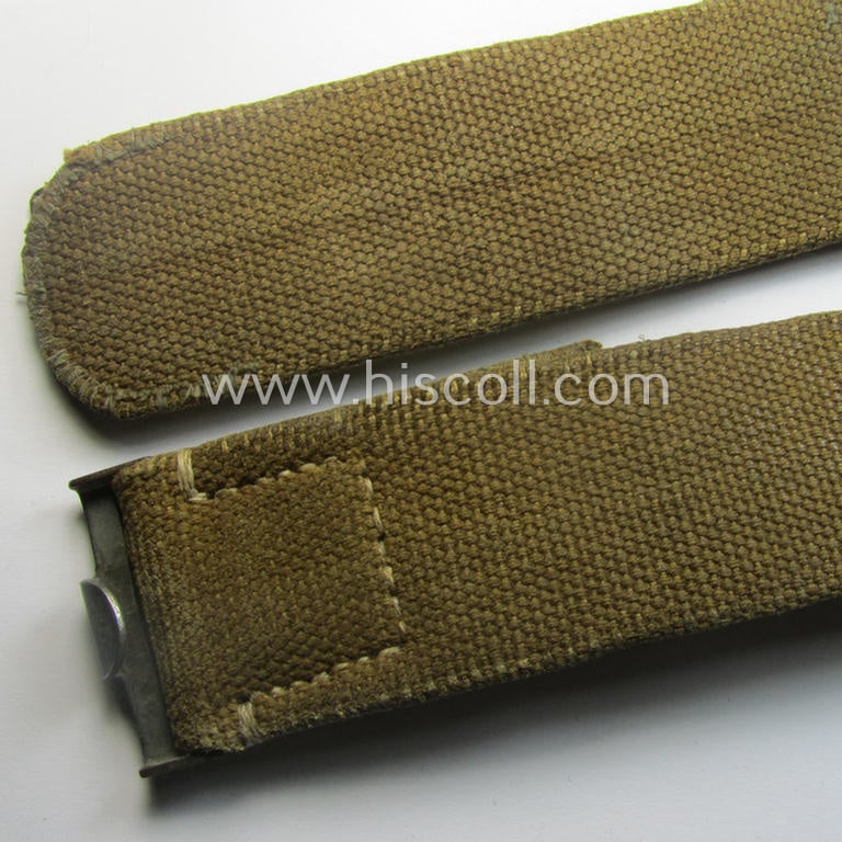 WH (Heeres ie. LW etc.) 'tropical-issued'- and (partly) 'web-based' belt (ie. 'Koppelriemen') being a maker- (ie. 'Lagesa - Dresden - 1941'-) marked and/or 103 cms.-sized example