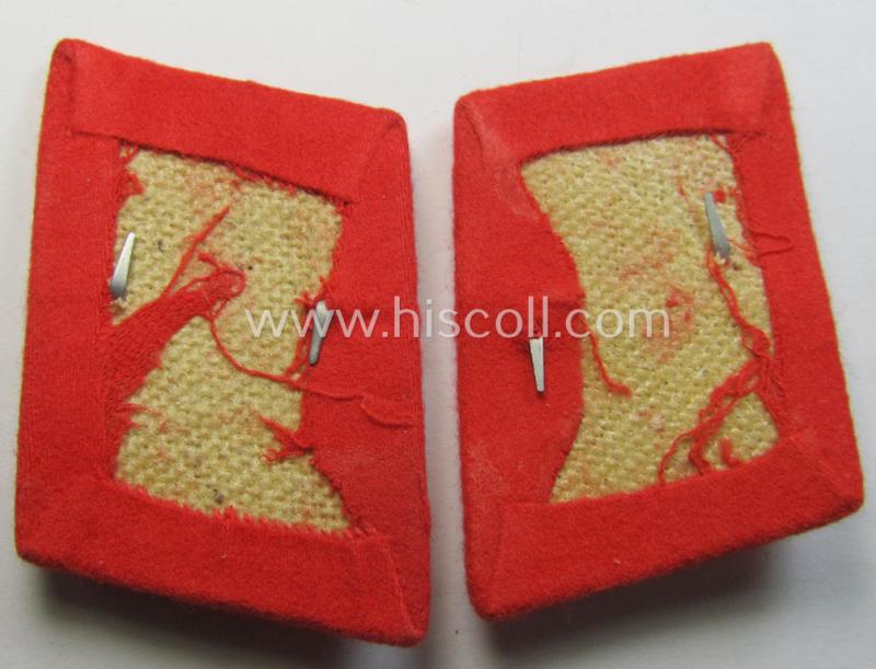 Superb - fully matching and 'virtually mint'! - pair of WH (Luftwaffe) bright-red-coloured, EM- (ie. NCO-) type collar-patches (ie. 'Kragenspiegel') as was intended for usage by a member within a: 'Flak-Artillerie'-regiment ie. unit
