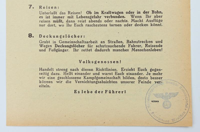 German Third Reich Flyer 'Achtung Tiefflieger!'