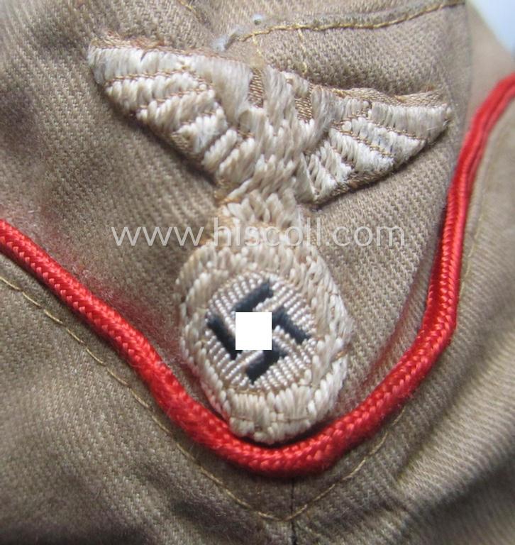 Early-pattern, HJ (ie. Hitlerjugend) beige- (ie. tan-) coloured, 'M34'-pattern side-cap (ie. 'Schiffchen o. Sommermütze nach Vorschrift der RJF') being a minimally used example