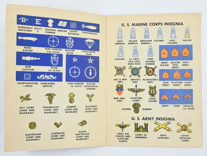 US WW2 US Army Navy Marine Corps Insignia Pocket Booklet