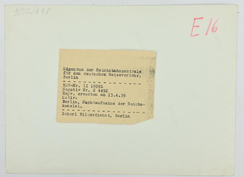 German Third Reich Press Photo 'Reichskanzlei'