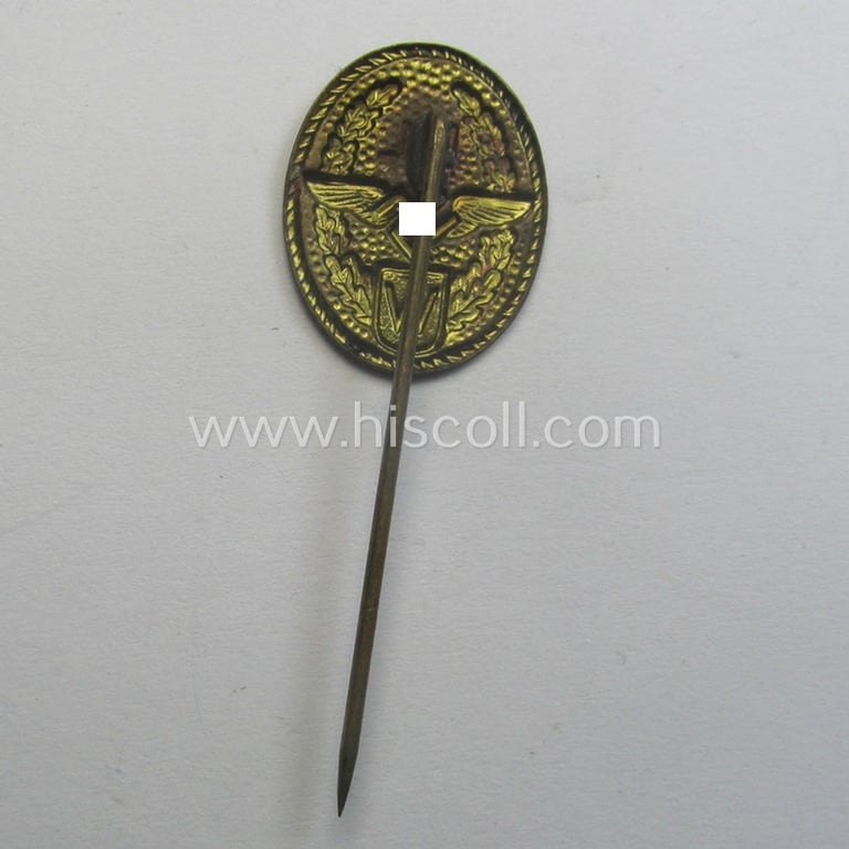 Bright-golden-toned, DLV (ie. 'Deutscher Luftfahrt-Verband') supportive lapel-pin (ie. 'Werbeabzeichen DL') being a non-maker-marked example