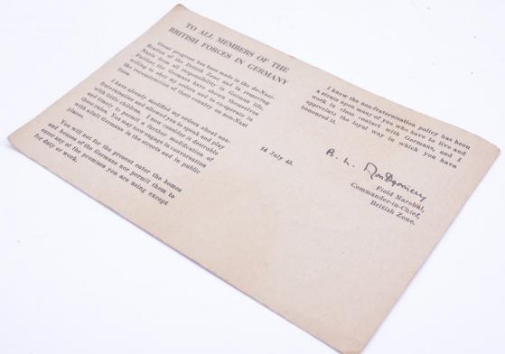 British WW2 Letter 21th Army Group Montgomery