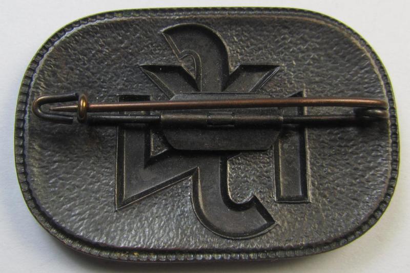 Attractive, so-called: N.S.V. (ie. 'Nationalsocialistische Volkswohlfahrt') membership-lapel-pin (ie. 'Brosche') as executed in bronze-toned 'Buntmetall' as was specifically intended for: 'Staatlich geprüfte Kindergärtnerinnen'