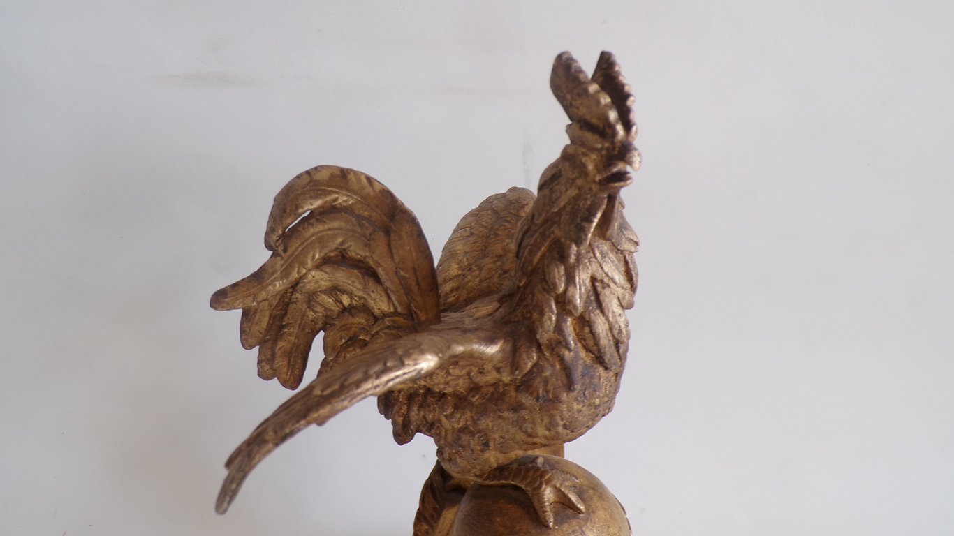 1830-1848 Louis-Philippe Gilded Rooster Flag Finial