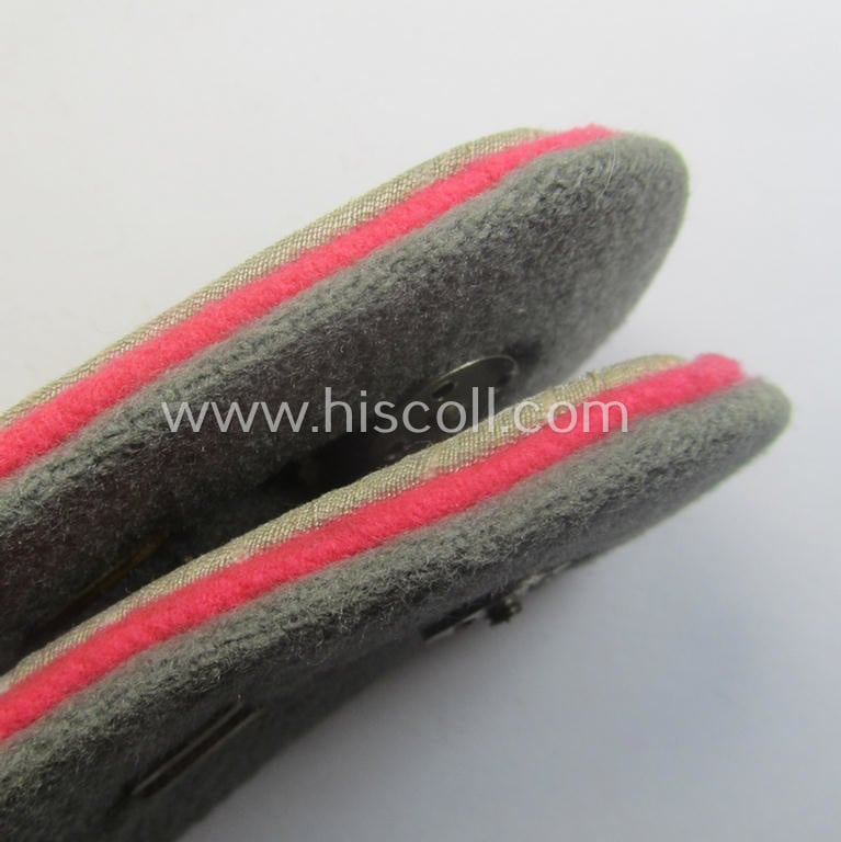 Superb - and fully matching! - pair of WH (Heeres) neatly 'cyphered', officers'-type shoulderboards as (dual)piped in the pink-coloured branchcolour as was intended for a: 'Leutnant der Res. des Pz-Jäger-Rgts. 47'