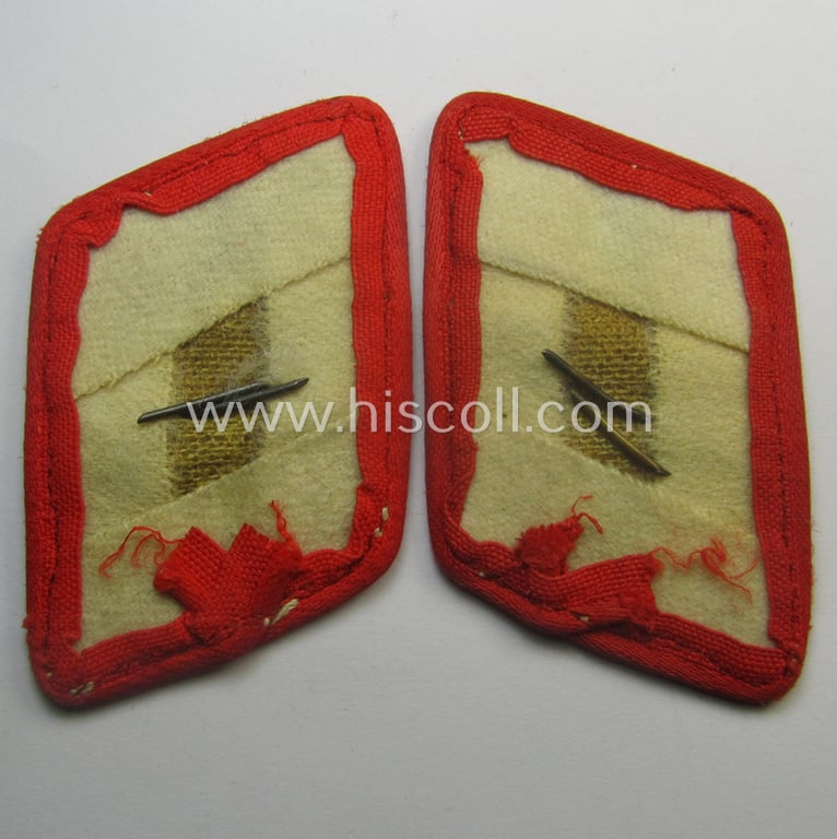 Hardly used - and fully matching! - pair of WH (Luftwaffe) bright-red-piped, EM- (ie. NCO-) type collar-patches (ie. 'Kragenspiegel') as was intended for usage by a member within one of the units of the: 'Hermann Göring-Division'