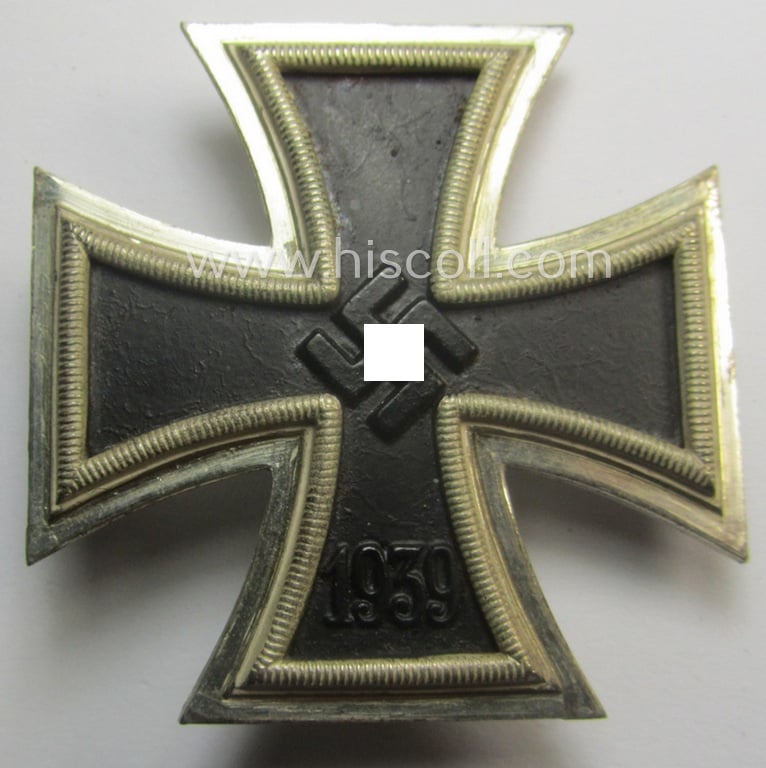 'Eisernes Kreuz 1. Klasse' (or: Iron Cross 1st class) being a typical non-maker-marked (and magnetic!) example as was produced by the maker (ie. 'Hersteller') named: 'B.H. Mayer's Kunstprägeanstalt'