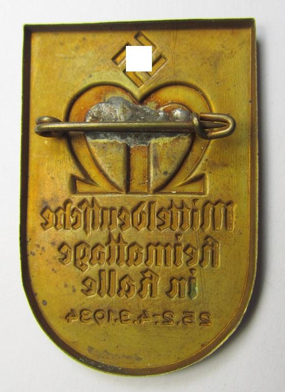 Commemorative, copper-based N.S.D.A.P.-related 'tinnie' being a non-maker-marked example showing the text: 'Mitteldeutsche Heimattage in Halle - 25.2. - 4.3.1934'