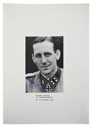 Signature of Waffen-SS Knight's Cross Recipient 'Herbert Schulze'