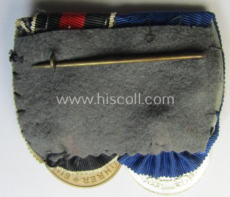 Superb example of a two-pieced WH (Luftwaffe) medal-bar (ie.: 'Doppelspange') resp. showing a: 'WH-DA 4. Stufe' and a Czech 'Anschluss'-medal that comes with a firmly attached 'Prager Burg-Spange'