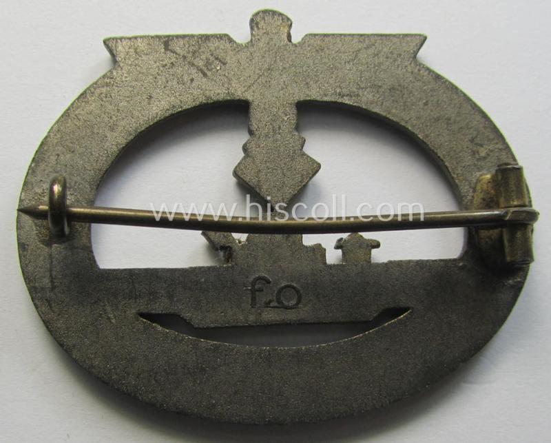 WH (Kriegsmarine), 'Feinzink'-based: 'U-Bootkriegsabzeichen' (or: U-boat war-badge) being a neatly marker (ie. 'F.O. '-) marked example as was produced by the Austrian-based: 'Friedrich Orth'-company