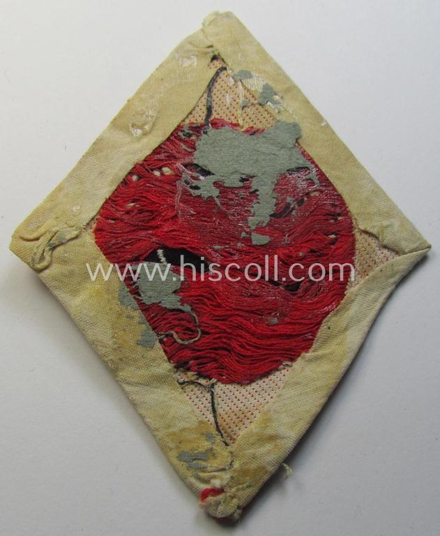 Attractive - and with certainty scarcely encountered! - early-pattern armbadge (ie. 'Ärmelabzeichen' or: 'Ärmelraute') as was specifically intended for a female member serving within the: 'Deutscher Frauenarbeitsdienst' (or: women's labour-ser...