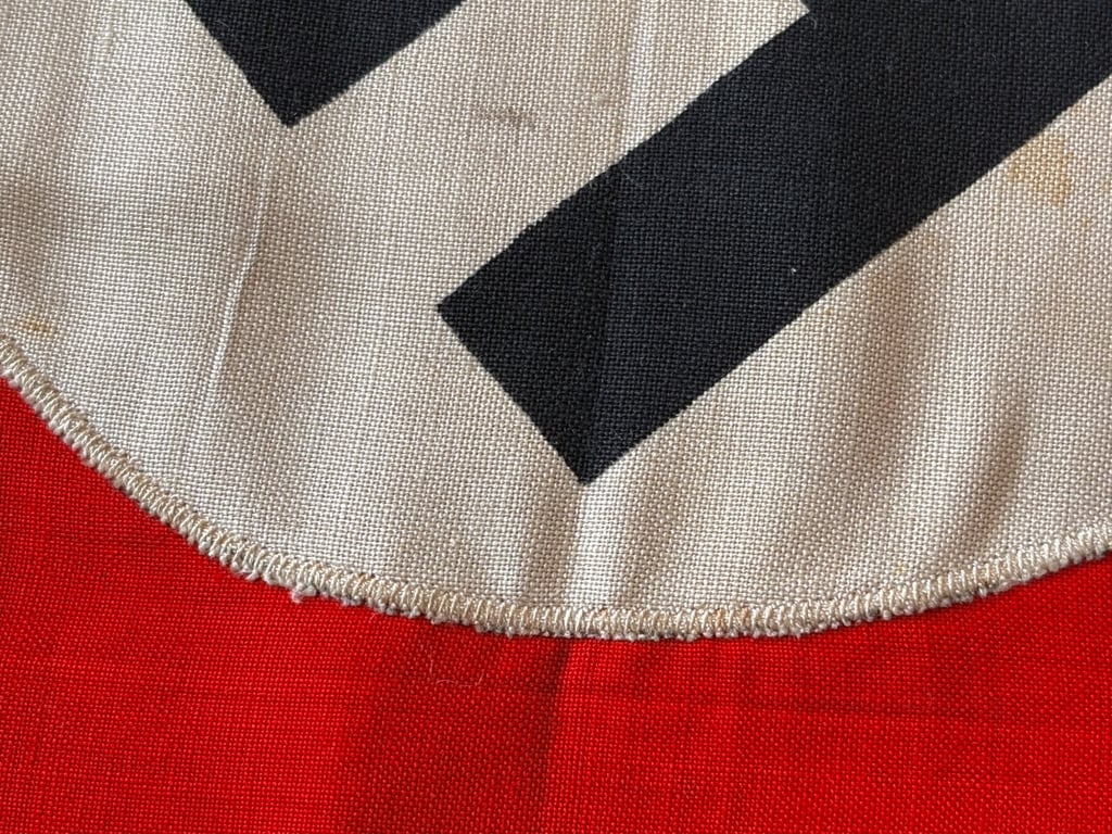 GERMAN WWII THIRD REICH AUTHENTIC ORIGINAL SMALL NSDAP NAZI DRAPE WITH INK ACCEPTANCE STAMP.