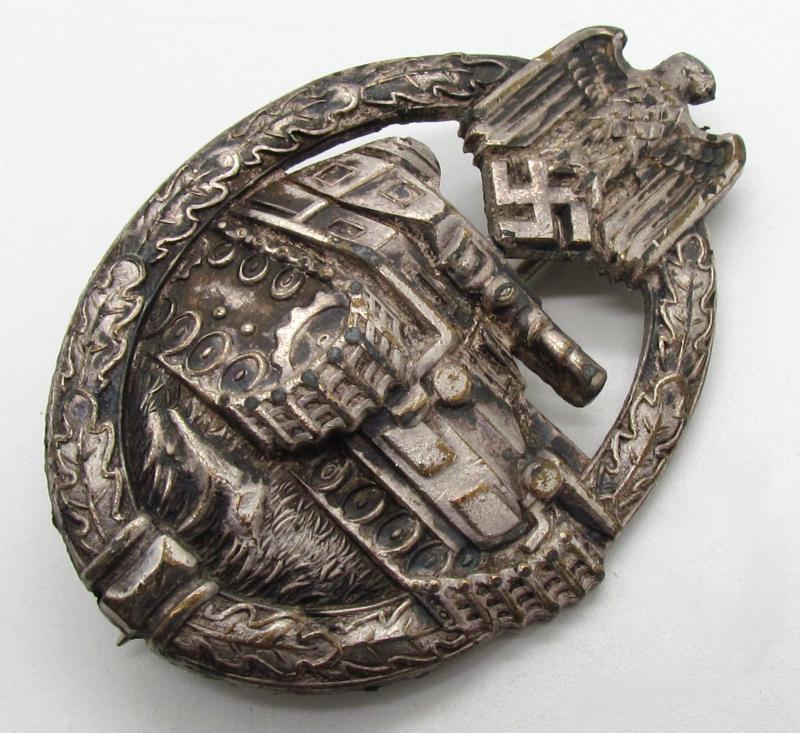 Panzer assault badge in silver "small w" Wurster, Rare