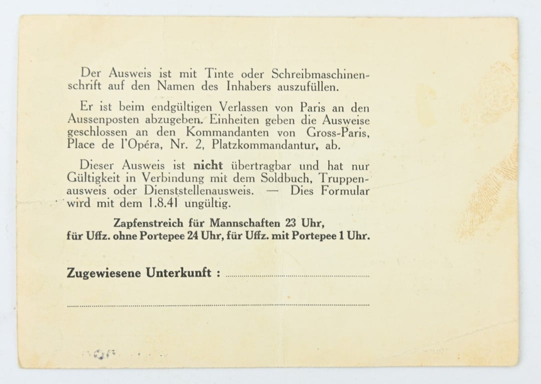 German WH Travel Pass Paris
