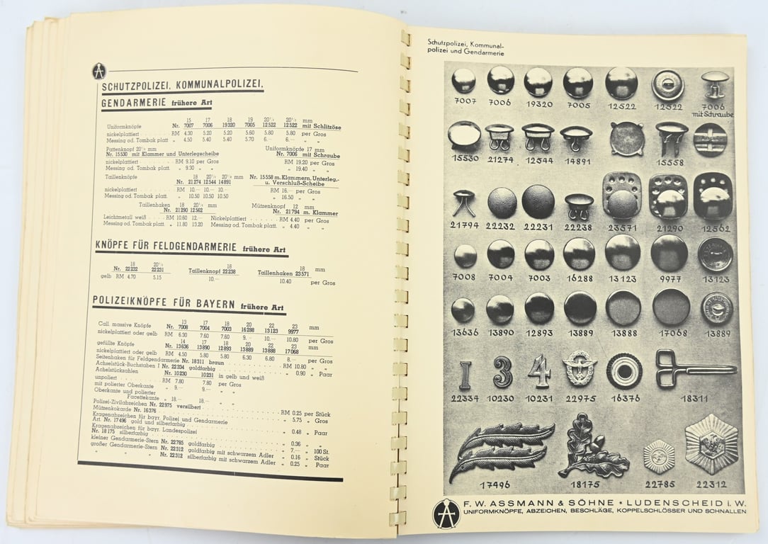 German Third Reich Sellers Catalogus Assmann & Sohne