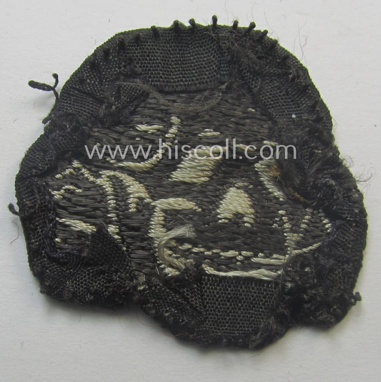 Superb - and nowadays rarely encountered! - Waffen-SS, 'BeVo'-woven-style skull- and cap-eagle-set (ie. 'Totenkopf- u. Adler-Effektensatz für Schiffchen o. Einheitsfeldmütze') that comes in a just  moderately used- and/or cap-removed, condition