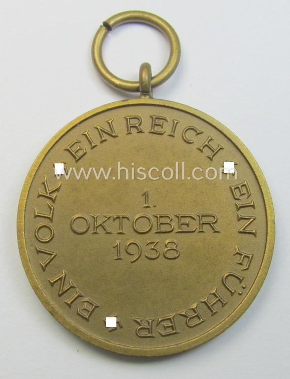 WH Czech-occupation- (ie. 'Anschluss'-) medal: '1. Oktober 1938' being a neat (and virtually mint!) example that came together with its full-length ribbon as issued and/or recently found