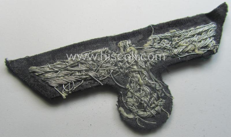 WH (Heeres) officers'-type, hand-embroidered breast-eagle (ie. 'Brustadler für Offiziere') as was executed in bright-silverish-coloured braid as was intended for usage on the various officers'-pattern tunics
