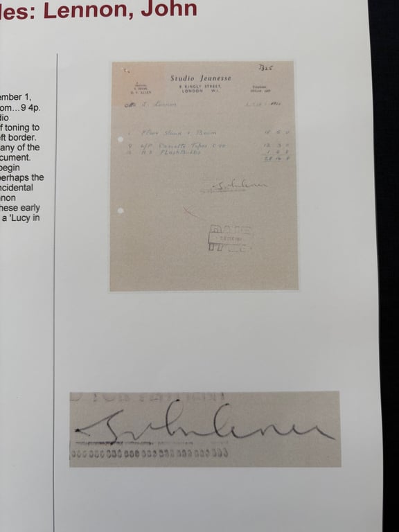 VERY RARE JOHN LENNON (BEATLES) HAND SIGNED RECEIPT DECEMBER 1st  1966. ADDITIONAL PHOTOS