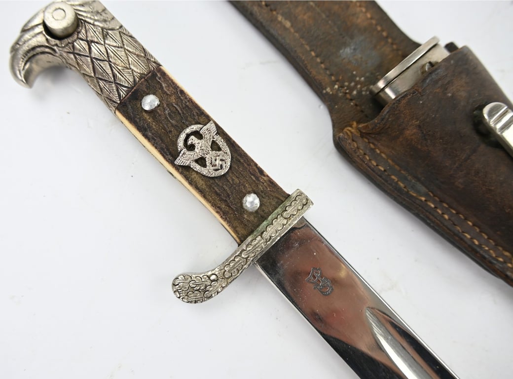German Police Stag Handled Dress Bayonet with Frog