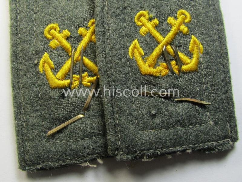 Attractive - 'period-promoted' and fully matching! - pair of 'cyphered'- (and I deem early- ie. mid-war-period) WH (Kriegsmarine) NCO-type shoulderstraps as was intended for usage by a: 'Feldwebel eines Küsten-Artillerie-Abteilungs'