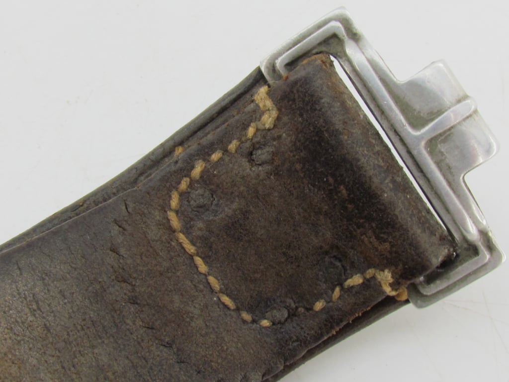 Early Wehrmacht leather equipment belt with aluminum hook (O&C)