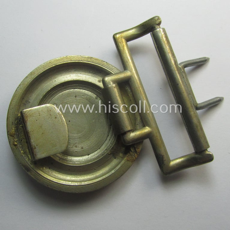 Neat, pre-Third-Reich-period- (ie. 'Freistaat Preussen'-related-) silverish-golden-toned, officers-type police- ie. 'Schutzpolizei' belt-buckle being a non-maker-marked example