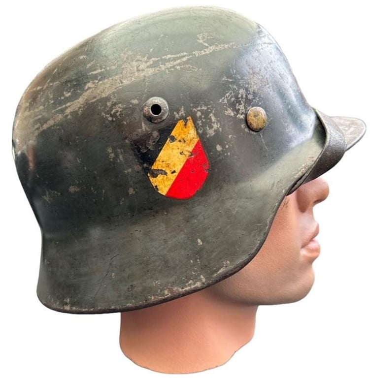 Early M35 Luftwaffe DD Helmet With Droop Tail Eagle ET64